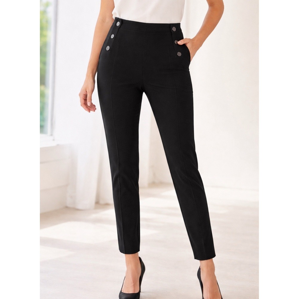 Ted Baker Women's 3 Black Equestrian Panel Thick Pants US 8 Quiet Luxury